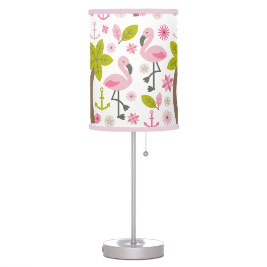 Pink Flamingos + Palm Trees Lamp (Left)