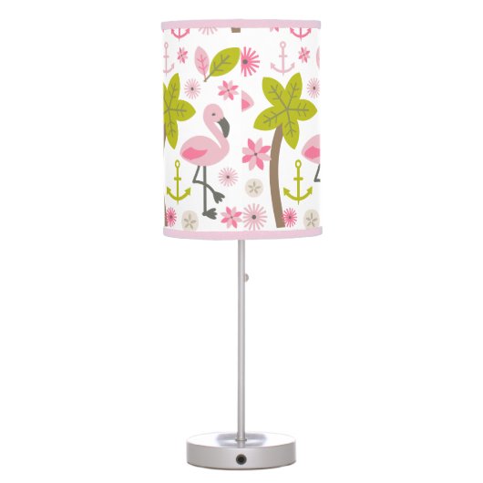 Pink Flamingos + Palm Trees Lamp (Back)