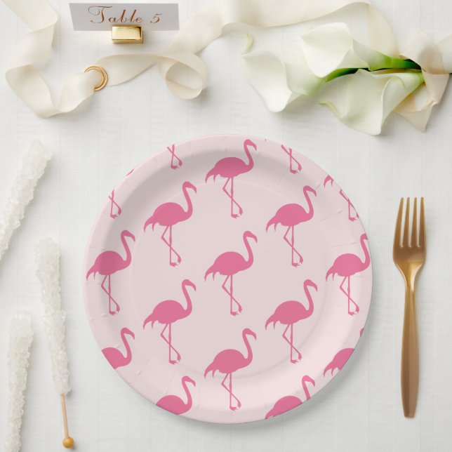 Pink Flamingos Paper Plates (Wedding)