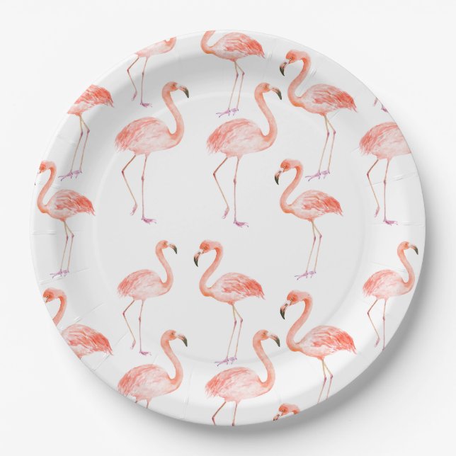 Pink Flamingos Paper Plates (Front)