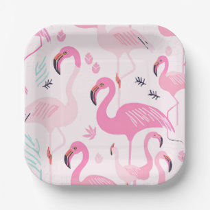 Pink Flamingos Paper Plates
