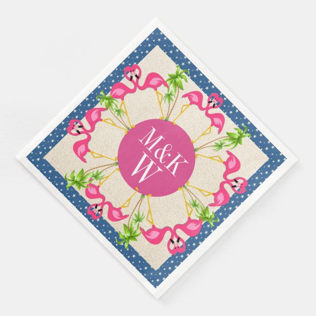 Pink Flamingos Party Goods Napkins (Corner)