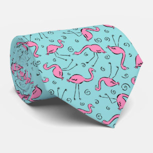 Pink Flamingos Pattern Neck Tie