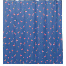 pink flamingos pattern on blue