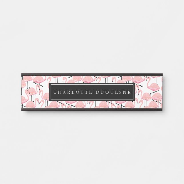 Pink Flamingos Personalized Door Sign (Front)