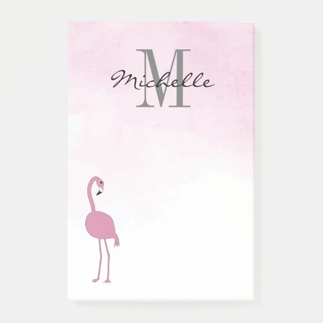 Pink Flamingos Personalized  Post-it Notes (Front)