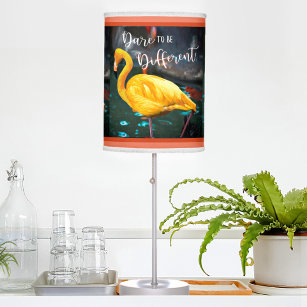 Pink Flamingos Photo Dare to be Different Quote Table Lamp
