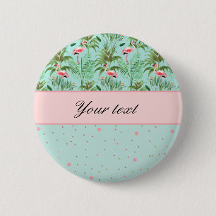Pink Flamingos Polka Dots Pinback Button