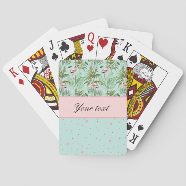Pink Flamingos Polka Dots Poker Cards (Back)