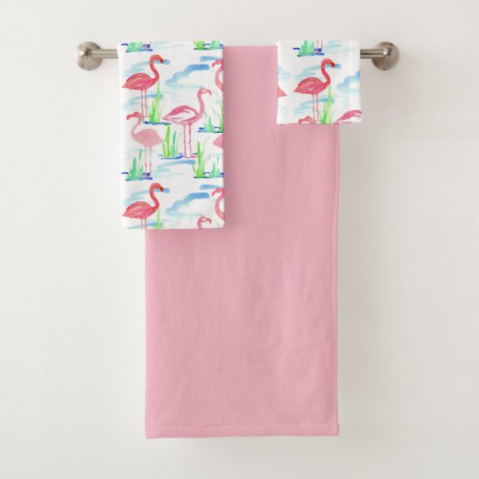 Flamingo and Polka Dot Bath Towel Set