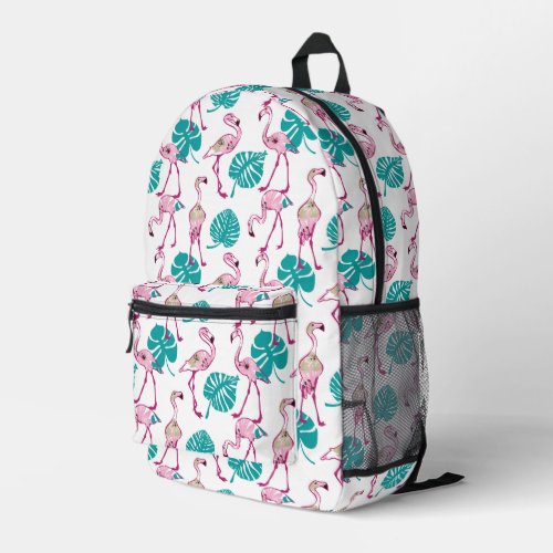Pink Flamingos Printed Backpack