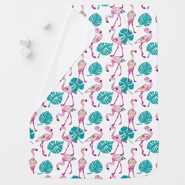 Pink Flamingos Receiving Blanket (In Situ)