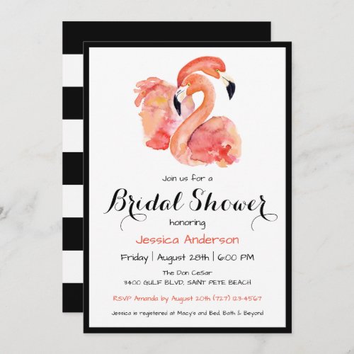 Pink Flamingos Retro Style Bridal Shower Invitation