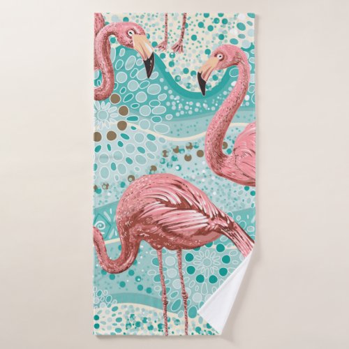 Pink flamingos seamless pattern bath towel