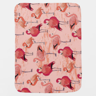 Pink Flamingos: Seamless Tropical Pattern Baby Blanket