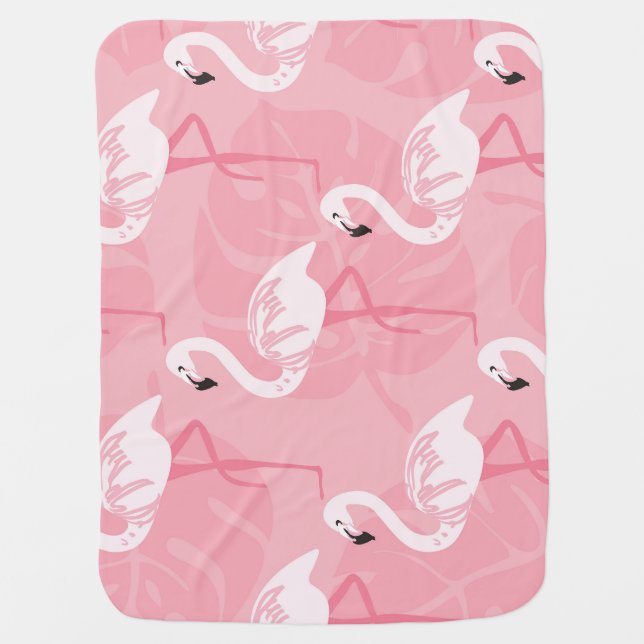 Pink flamingos: seamless vintage illustration. baby blanket (Front)