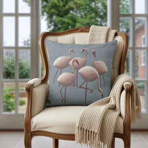 Pink Flamingos   Serengeti   Safari Wildlife Decor Throw Pillow