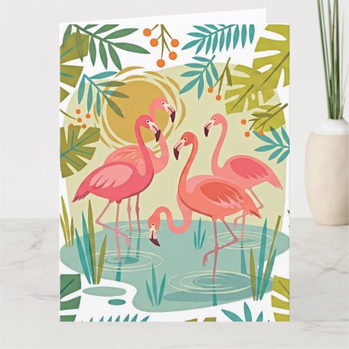 PINK FLAMINGOS STAND TOGETHER CARD
