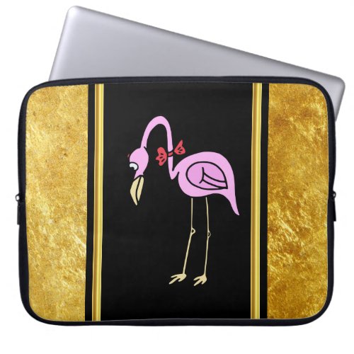 Pink Flamingos standing with a red bow tie Laptop Sleeve