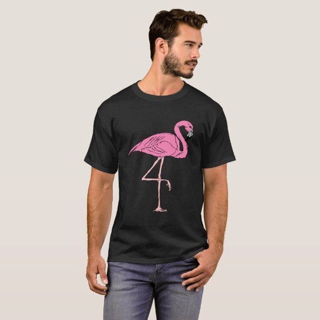 Pink Flamingos standing with gold foil texture 3 T-Shirt (Front Full)