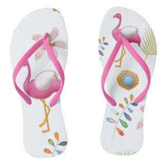 Pink Flamingos Summer Fun Flip Flops