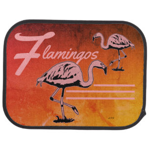 Pink Flamingos Sunny Orange Car Floor Mat