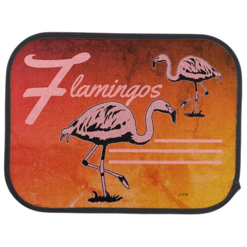 Pink Flamingos Sunny Orange Car Floor Mat