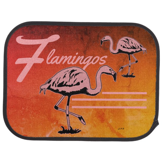 Pink Flamingos Sunny Orange Car Floor Mat (Rear)