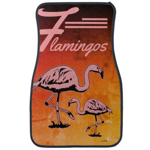 Pink Flamingos Sunny Orange Car Floor Mat