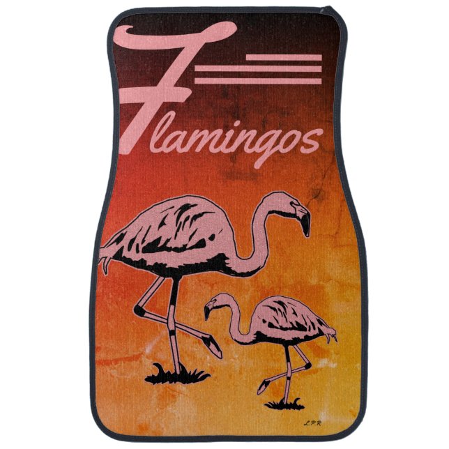 Pink Flamingos Sunny Orange Car Floor Mat (Front)