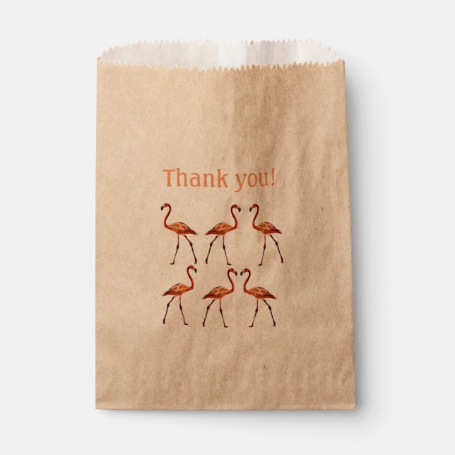Pink Flamingos Thank you Custom Kraft Favor Bag (Front)