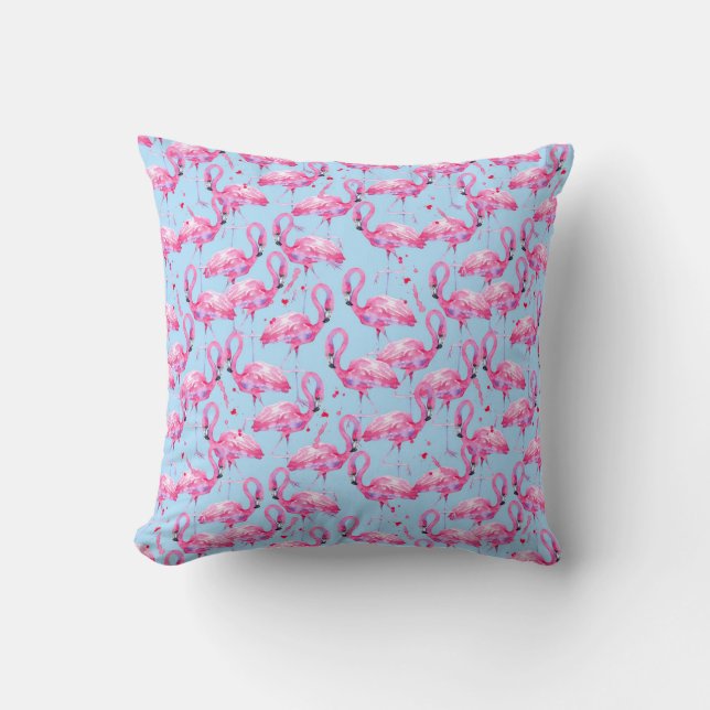 Pink Flamingos Throw Pillow (Front)