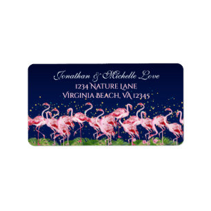 Pink Flamingos Tropical Beach Flamingo Address Label