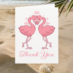 Pink Flamingos Tropical Beach Wedding Thank You