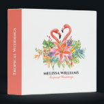 Pink Flamingos & Tropical Flowers Bouquet 3 Ring B 3 Ring Binder<br><div class="desc">Cute pink flamingos with tropical flowers bouquet on a light-pink background.</div>
