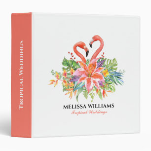 Pink Flamingos & Tropical Flowers Bouquet 3 Ring B Binder