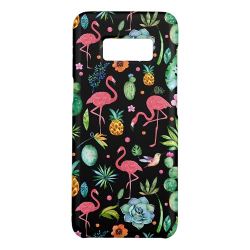 Pink Flamingos  Tropical Flowers  Succulents Case_Mate Samsung Galaxy S8 Case