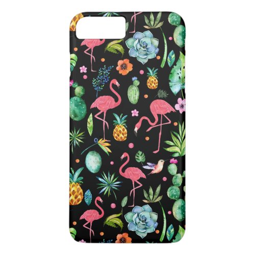Pink Flamingos  Tropical Flowers  Succulents GR2 iPhone 8 Plus7 Plus Case