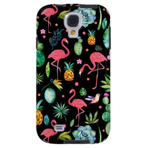 Pink Flamingos & Tropical Flowers & Succulents GR3 Galaxy S4 Case