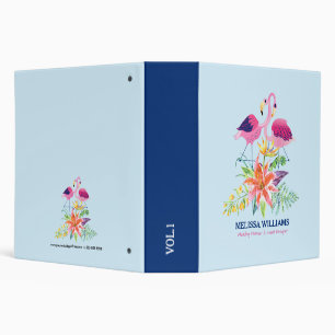 Pink Flamingos & Tropical Hibiscus 3 Ring Binder