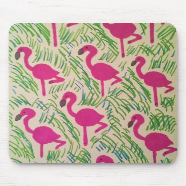 Pink Flamingos Tropical Pattern Mouse Pad (Front)