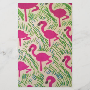 Pink Flamingos Tropical Pattern Stationery
