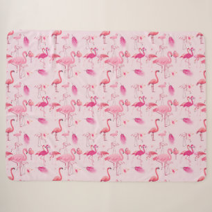Pink Flamingos Tropical Repeated Pattern Sherpa Blanket