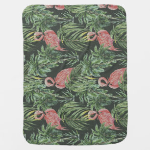 Pink flamingos, tropical vintage pattern. baby blanket