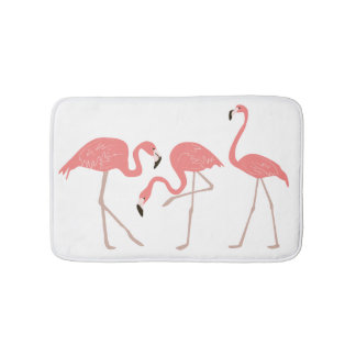 Pink Flamingos Tropical Whimsy Bathroom Mat