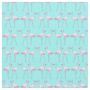Pink Flamingos Turqouise Beach Summer Fabric