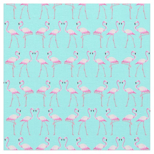 Pink Flamingos Turqouise Beach Summer Fabric