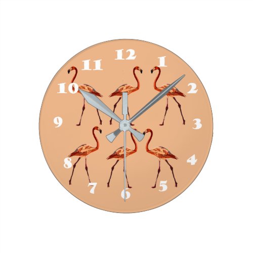 Pink Flamingos Wall Clock