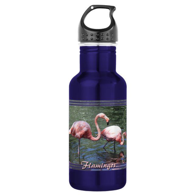 Pink Flamingos Water Bottle (Front)