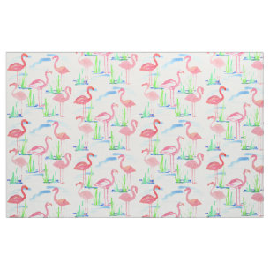 Pink Flamingos Watercolor Fabric